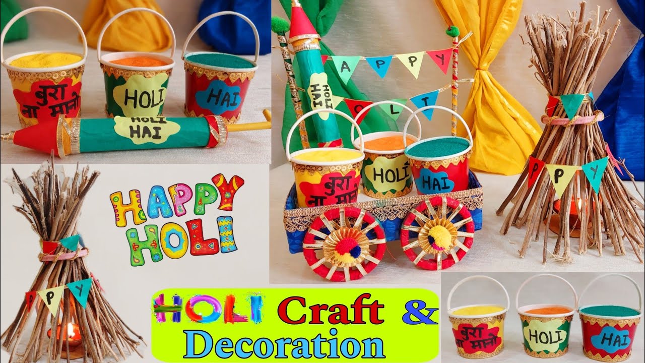 Holi craft || Holi decoration #diy #viral #diycrafts #holi #holicraft #wastematerialcraft #trending