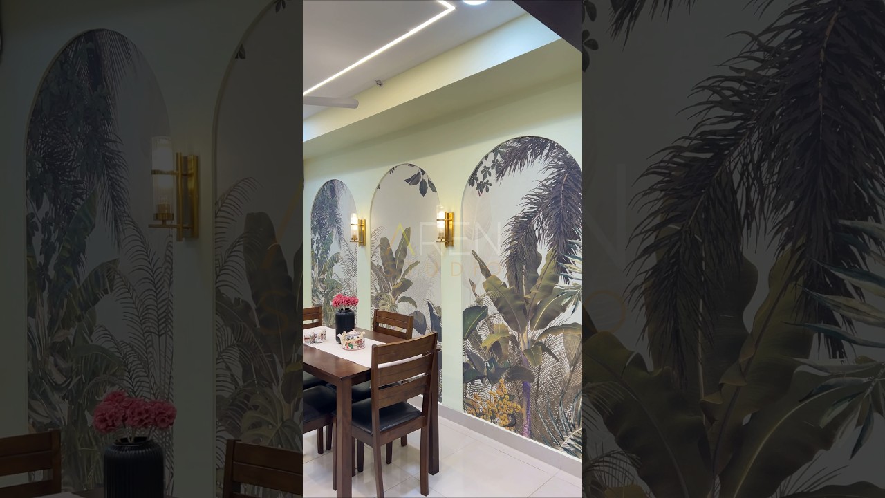 Stylish Dining Area with Wallpaper | Aren Studio #DiningArea #WallpaperIdeas #HyderabadInteriors