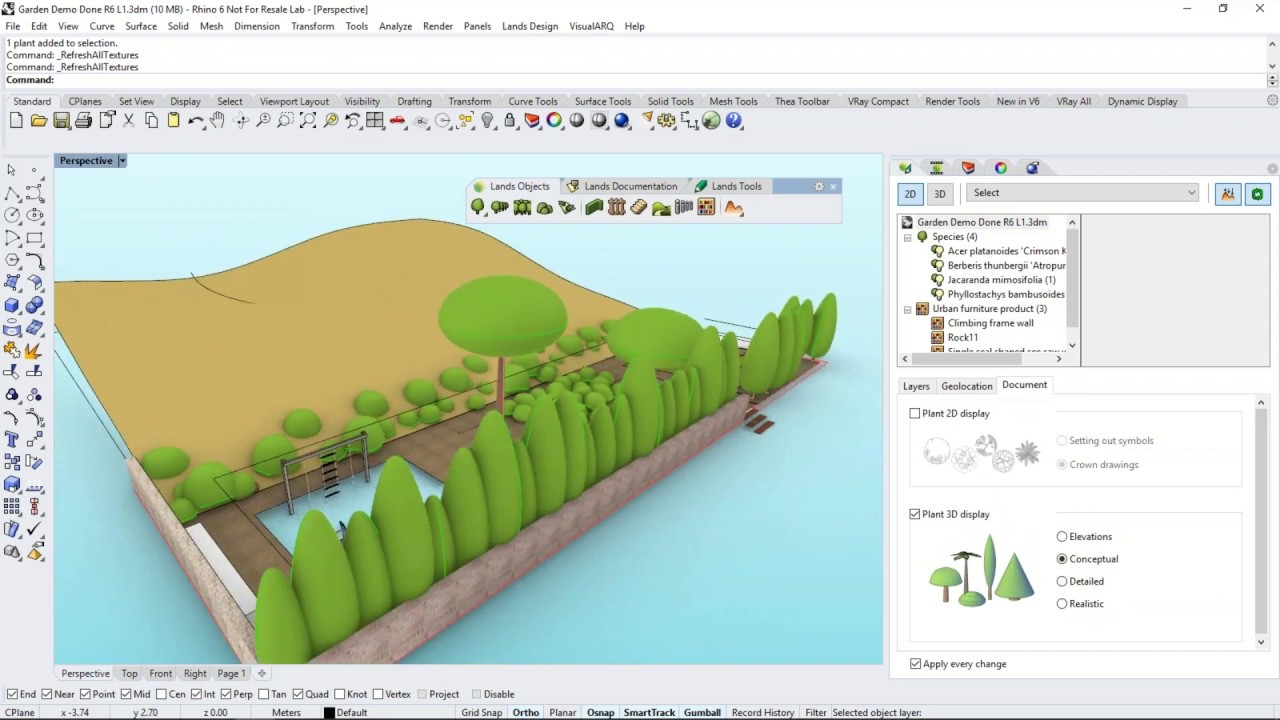 Lands Design, professional landscaping software for Rhino
