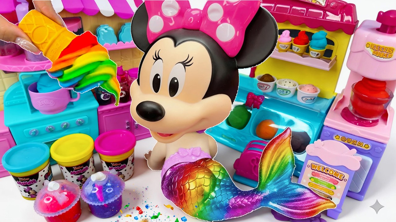 Minnie Mouse 2026🎀 Set Unboxing del maquillaje arcoíris vs helado arcoíris de Minnie,