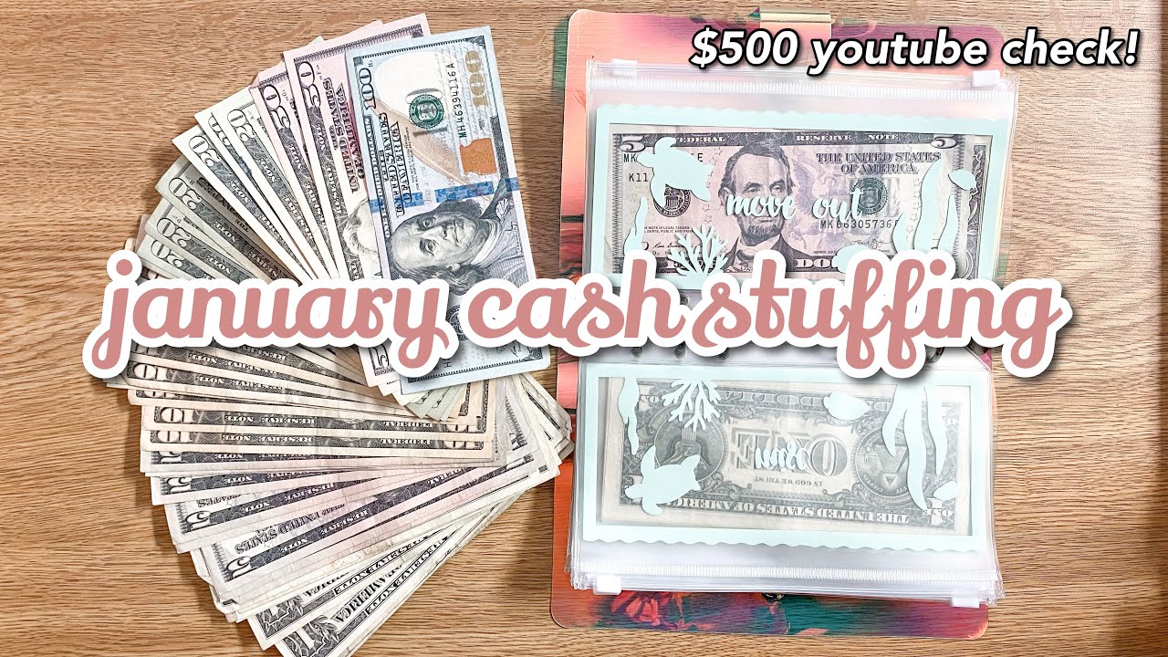 cash envelope & sinking fund stuffing & counting | YouTube Check | dave ramsey inspired
