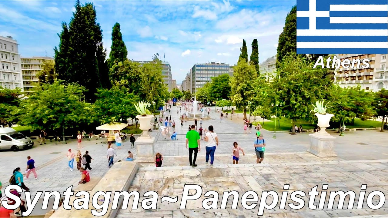 Syntagma~Panepistimio, Athens, Greece🇬🇷 Summer Street Walk 2023 - 4K 60fps Walking Tour