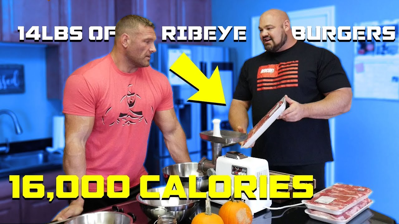 COOKING 14LBS (16,000 CALORIES) OF RIBEYE BURGERS | TERRY HOLLANDS | BRIAN SHAW