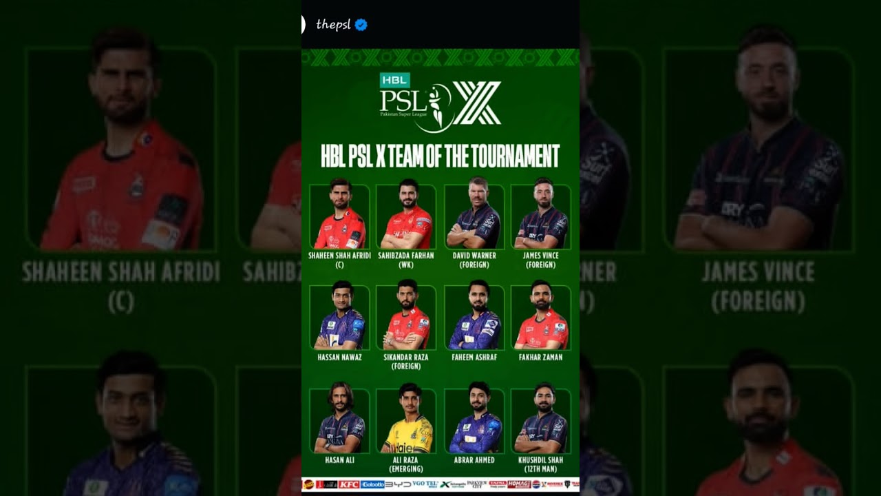 PSL TEAM OF THE TOURNAMENT
