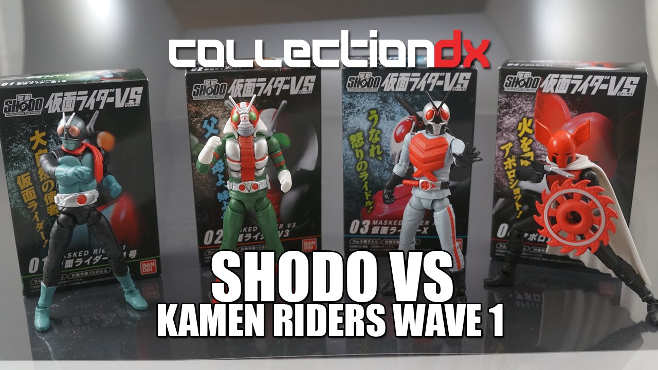 SHODO VS Kamen Rider Wave 1 Candy Toy Review (Rider 1, V3, X, Apollo Geist ) - CollectionDX