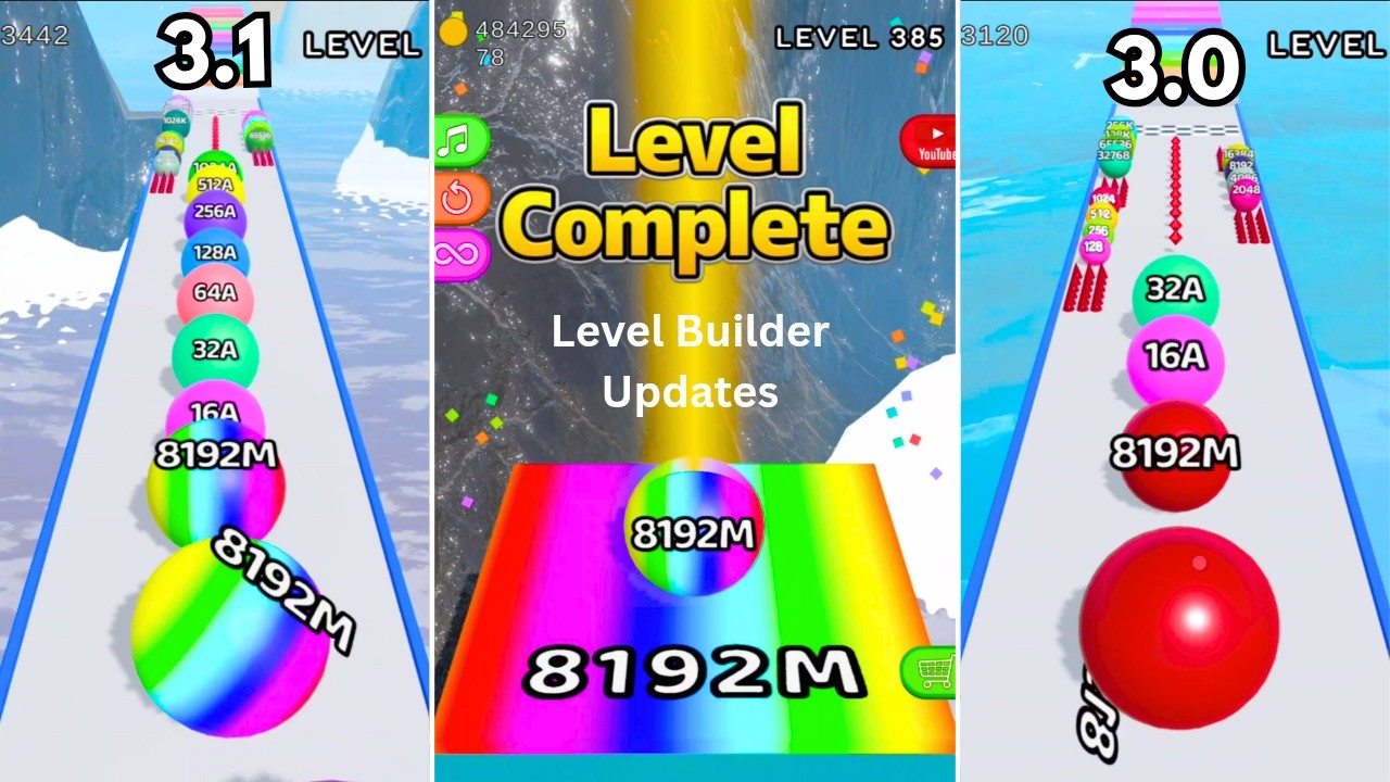 Rainbow 8192M in 3.1 | BGH Ball Run 2048 [Version 3.0 vs 3.1] vs Jelly Drop Puff Up Puzzle #bgh2048