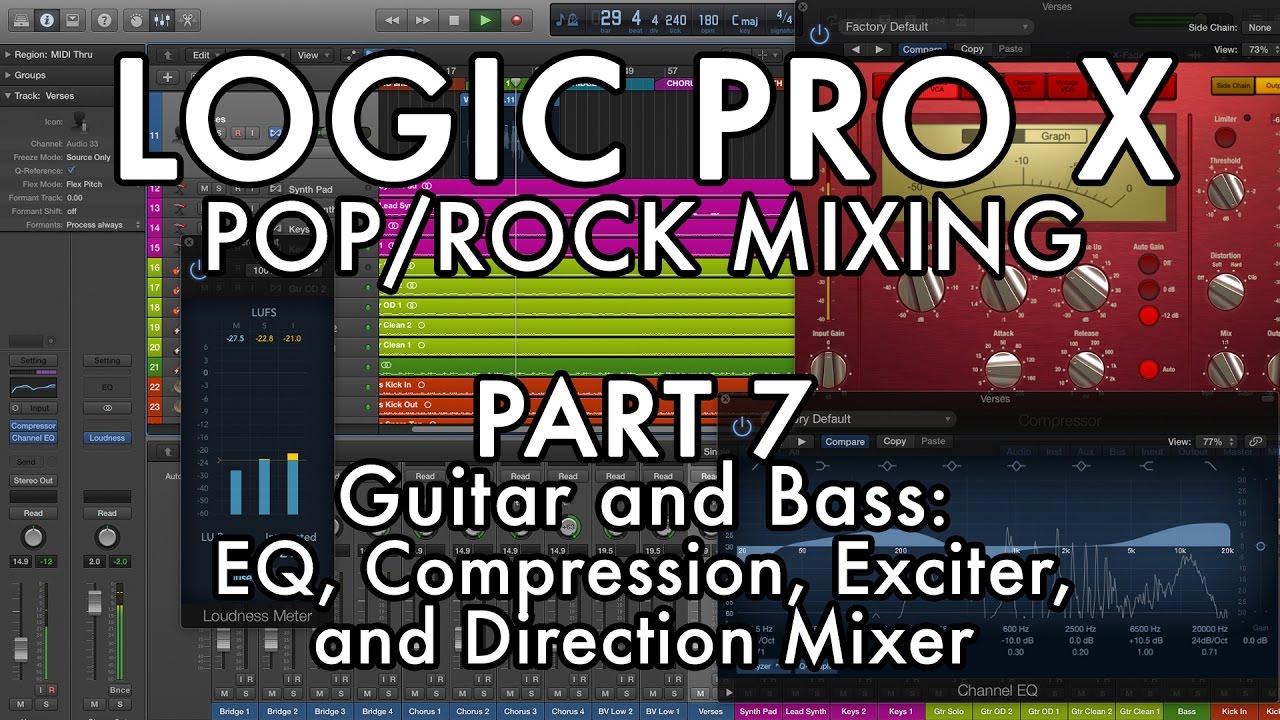 Logic Pro X - Pop/Rock Mixing - PART 7 - Guitar and Bass: EQ, Compressor, Exciter, Direction Mixer