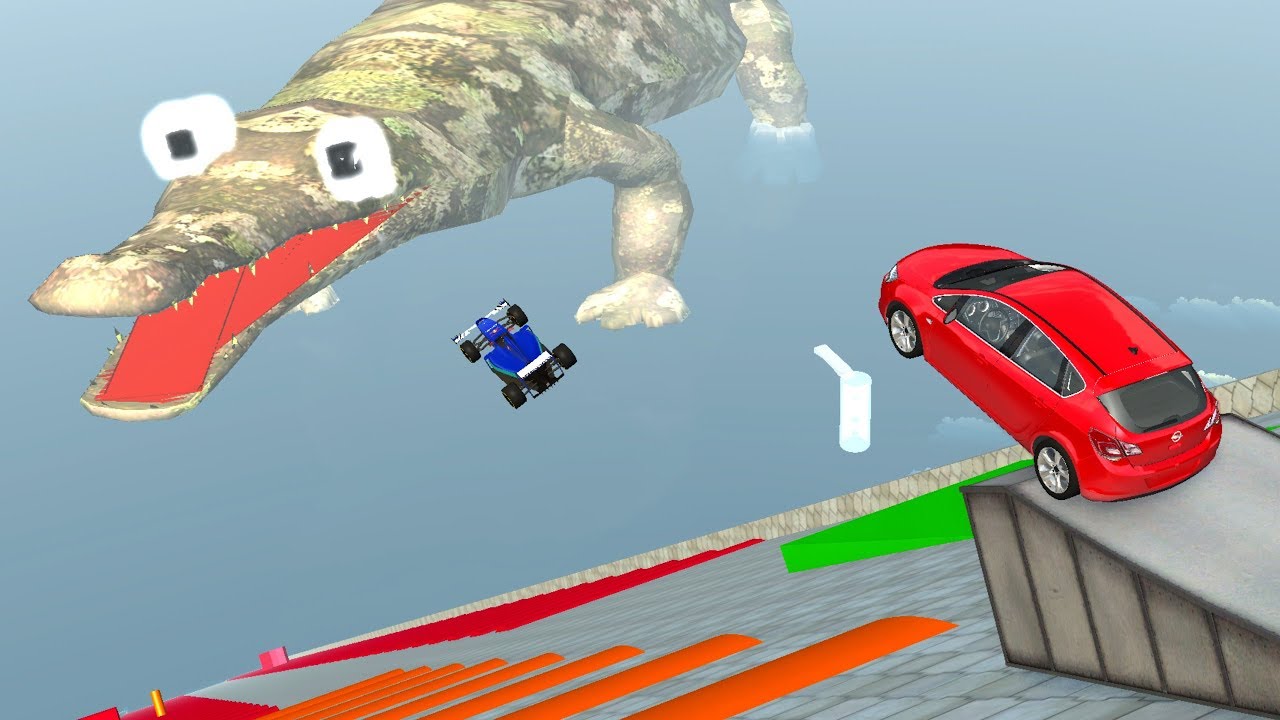Jumping Crashes&Deadly (Giant Crocodile) descent with Giant Ramp  - Beamng drive