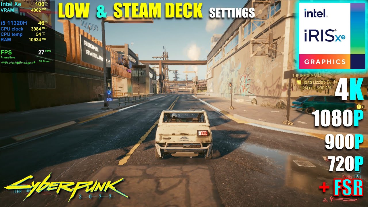 Intel Iris Xe Graphics | Cyberpunk 2077 — 4K, 1080p, 900p, 720p