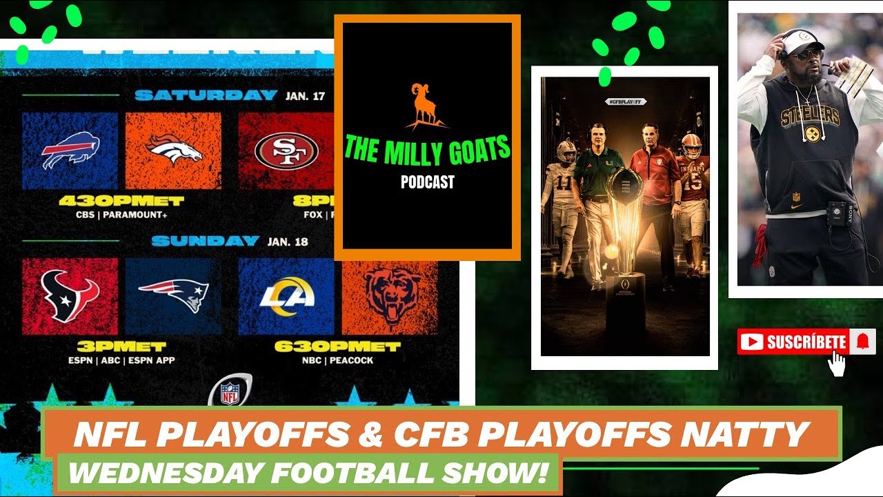 NFL Divisional Round, CFB Playoff Natty Preview, + Mike Tomlin OUT 📱