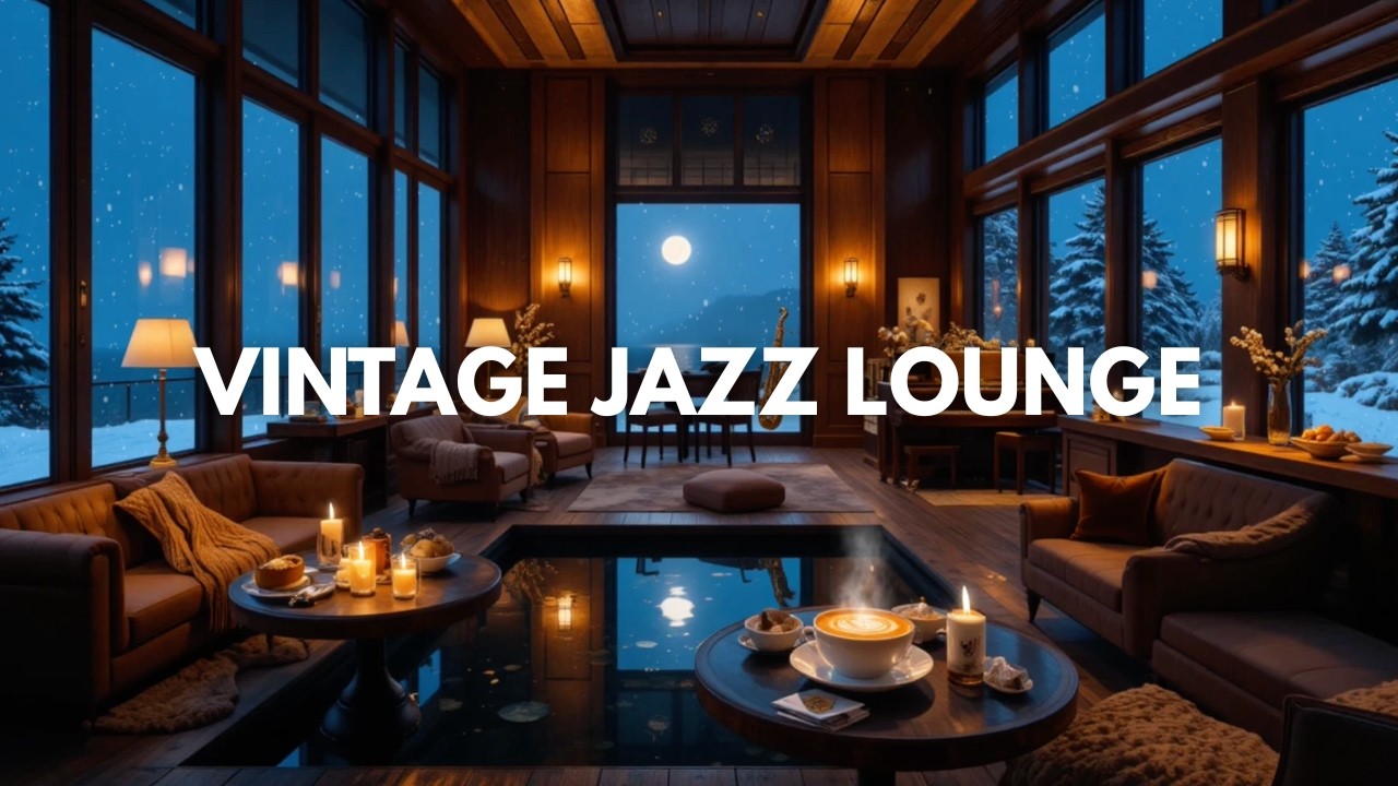 Vintage Jazz Lounge Music ☕Relaxing Piano & Sax Jazz | Cozy Snowy Window Cafe Ambience