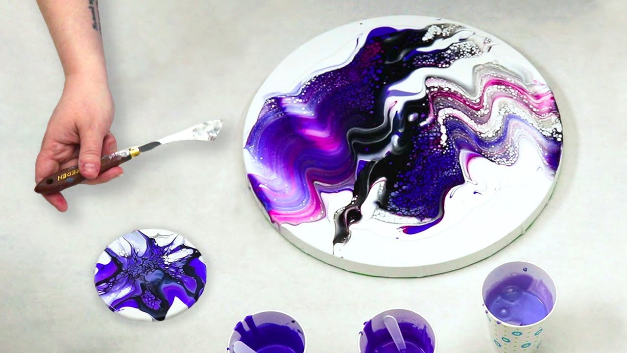 (599)  Amazing Pink And Purple Swipe Painting On Canvas