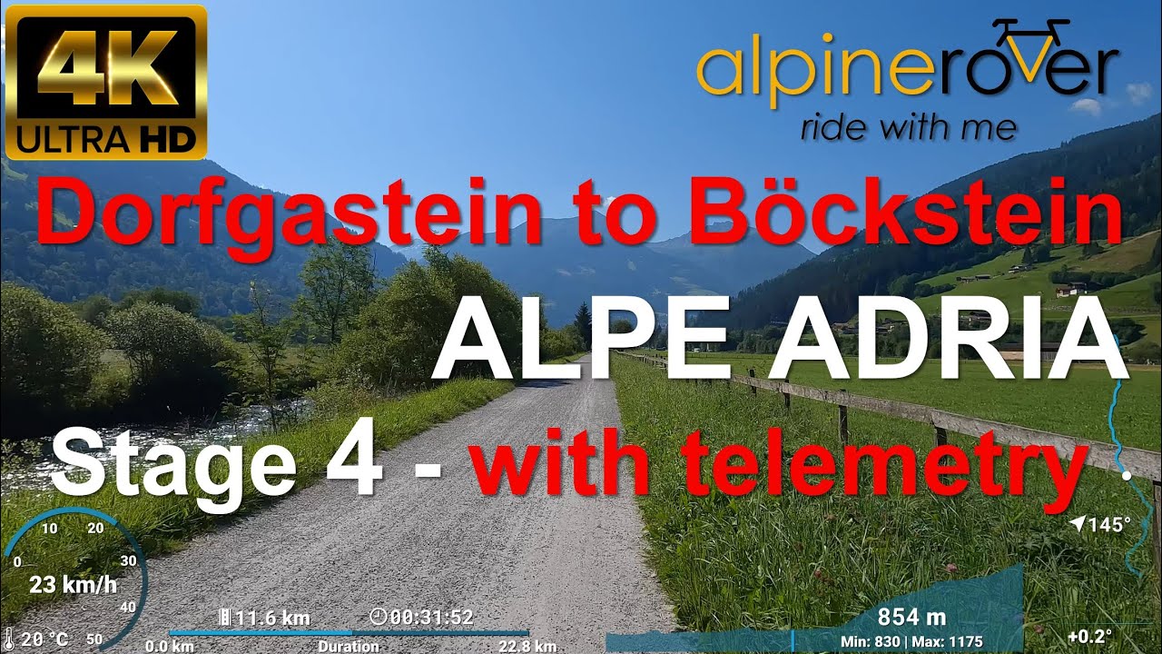 Ciclovia Alpe Adria Radweg - 4 Dorfgastein to Böckstein - Indoor Cycling Video with telemetry.