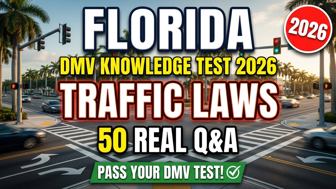 Florida DMV Traffic Laws Practice Test 2026 &mdash; 50 Must-Know Permit Test Questions