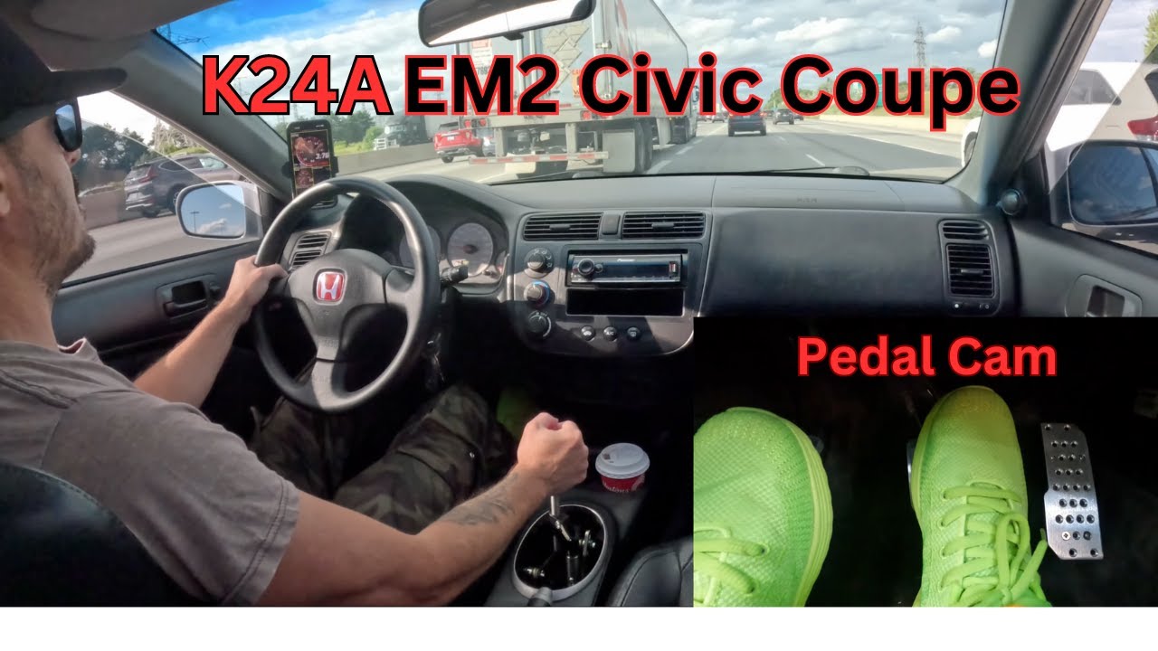 Driving a Manual Car In Some Heavy Toronto Traffic (Pedal Cam) 2002 K24A EM2 Honda Civic Coupe