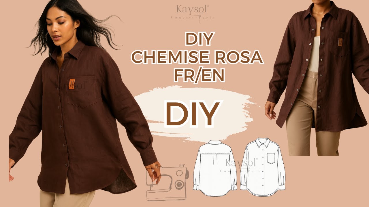Tuto couture pas &agrave; pas &ndash; Coudre Chemise Femme - Chemise Rosa | Patron facile (FR/EN)