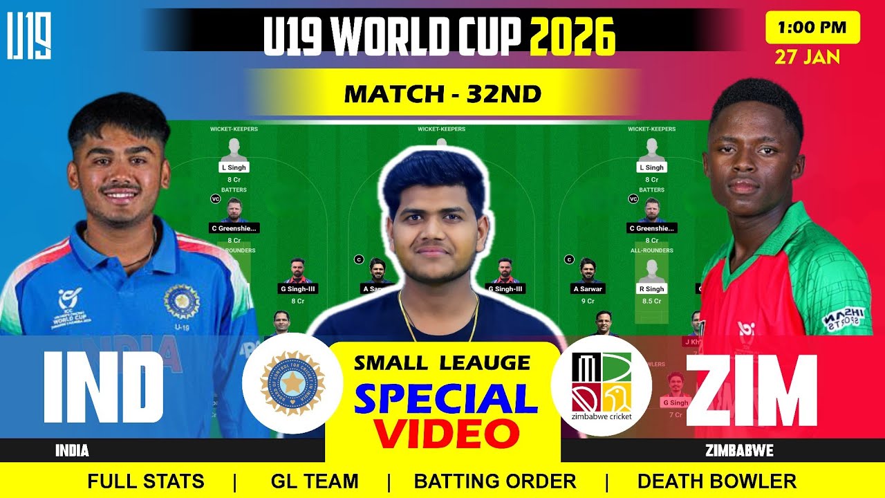 ZIM vs IND TEAM , ZIM vs IND Match 32ND U19 WC ODI Prediction, Zimbabwe vs INDIA  
