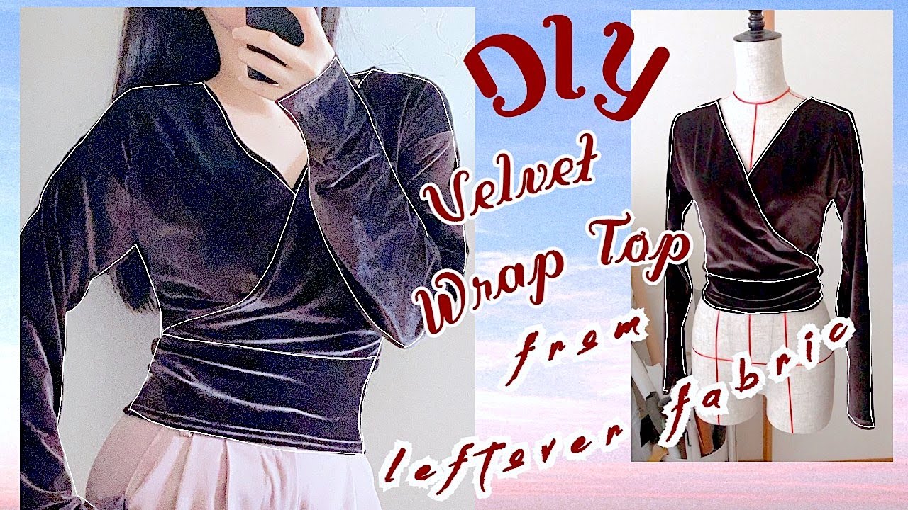 DIY Velvet Wrap Top from leftover fabric 手作り服 🌸Cute Comfy Outfit 옷만들기 Sewing Tutorialㅣmadebyaya