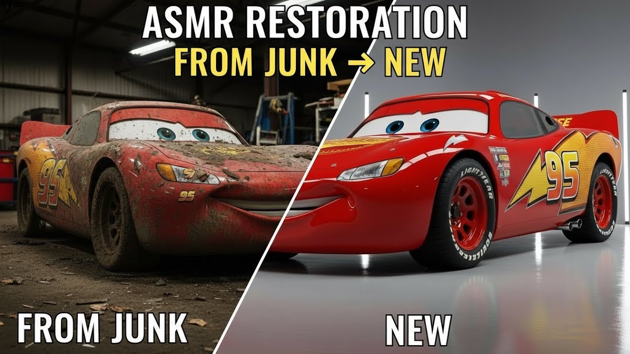 POV ASMR Car Restoration 🚗 | Abandoned 2006 Lightning McQueen Rebuild