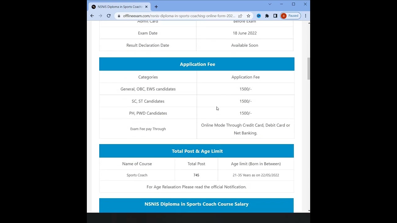 NSNIS Diploma in Sports Coaching Online Form 2022 | #nsniscoursevacancy #offlineexam #shorts