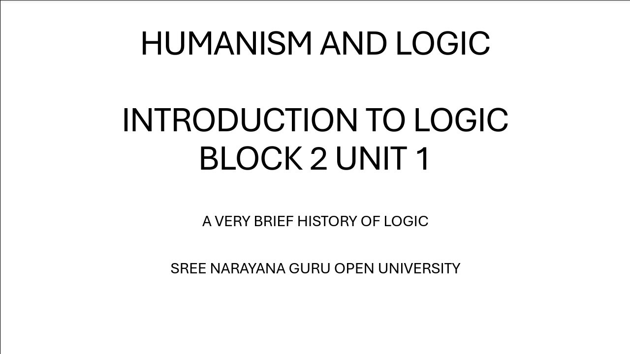 introduction: A very brief history of logic | introduction to logic | BLOCK 2 UNIT 1 | SGOU