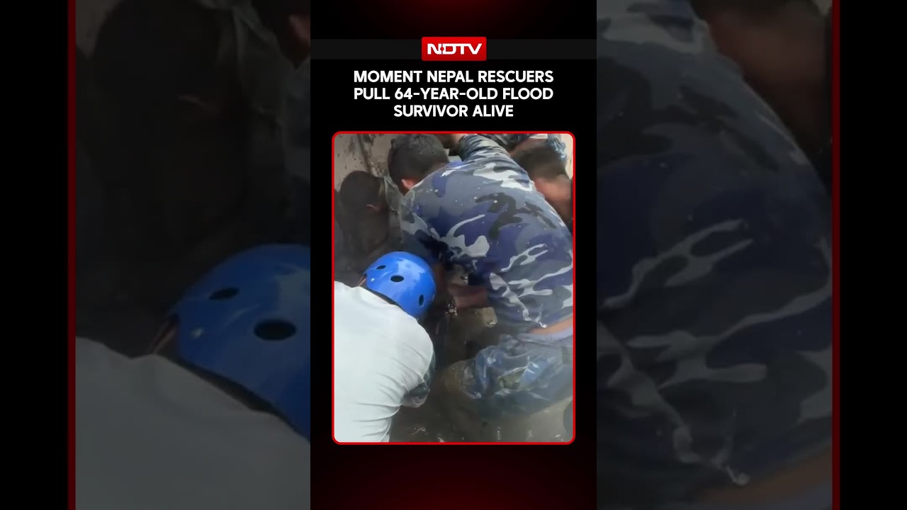 Moment Nepal Rescuers Pull 64-year-old Flood Survivor Alive | Nepal Flash Flood