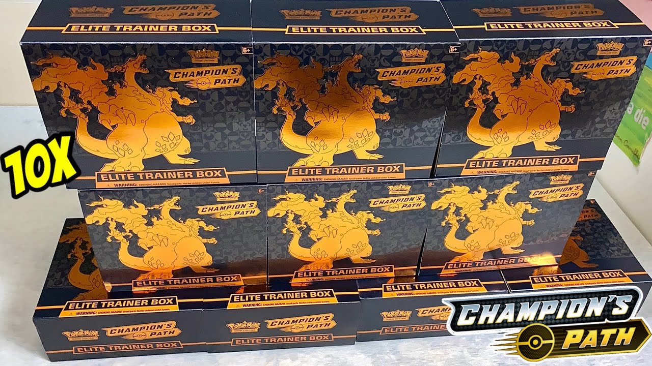 I Pulled Shiny Charizard V!! 10x Pok&eacute;mon Champion&rsquo;s Path Elite Trainer Box Opening!