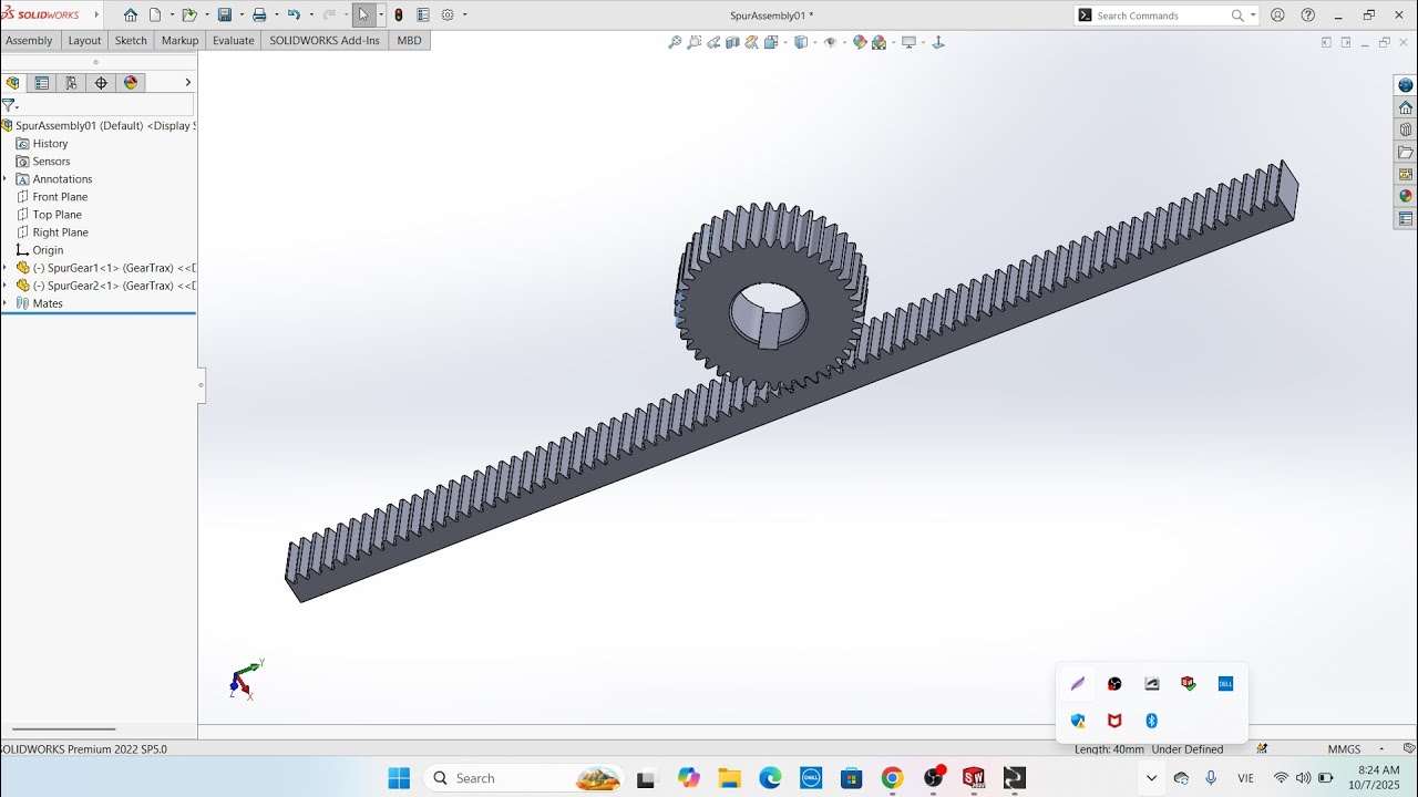 Design of Rack and Pinion Using SolidWorks