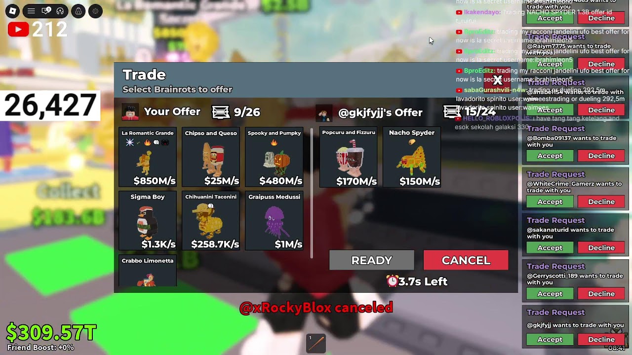 Trading With Viewers in Steal A Brainrot.. (Roblox)