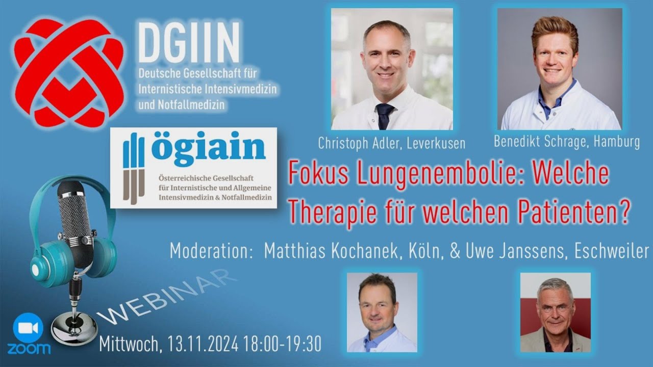 Webinar: Fokus Lungenembolie: Welche Therapie für welchen Patienten?