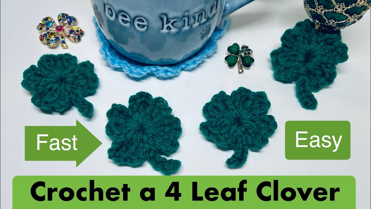 Crochet a 4 Leaf Clover 🍀 for Good Luck and Good Fortune 🍀 Easy Beginner Tutorial 🍀