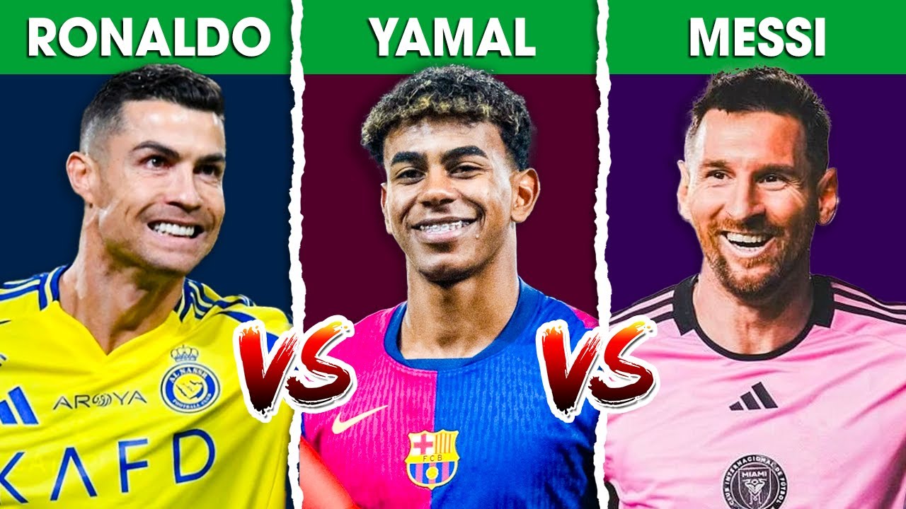 Comparison: Ronaldo vs Messi vs Lamine Yamal
