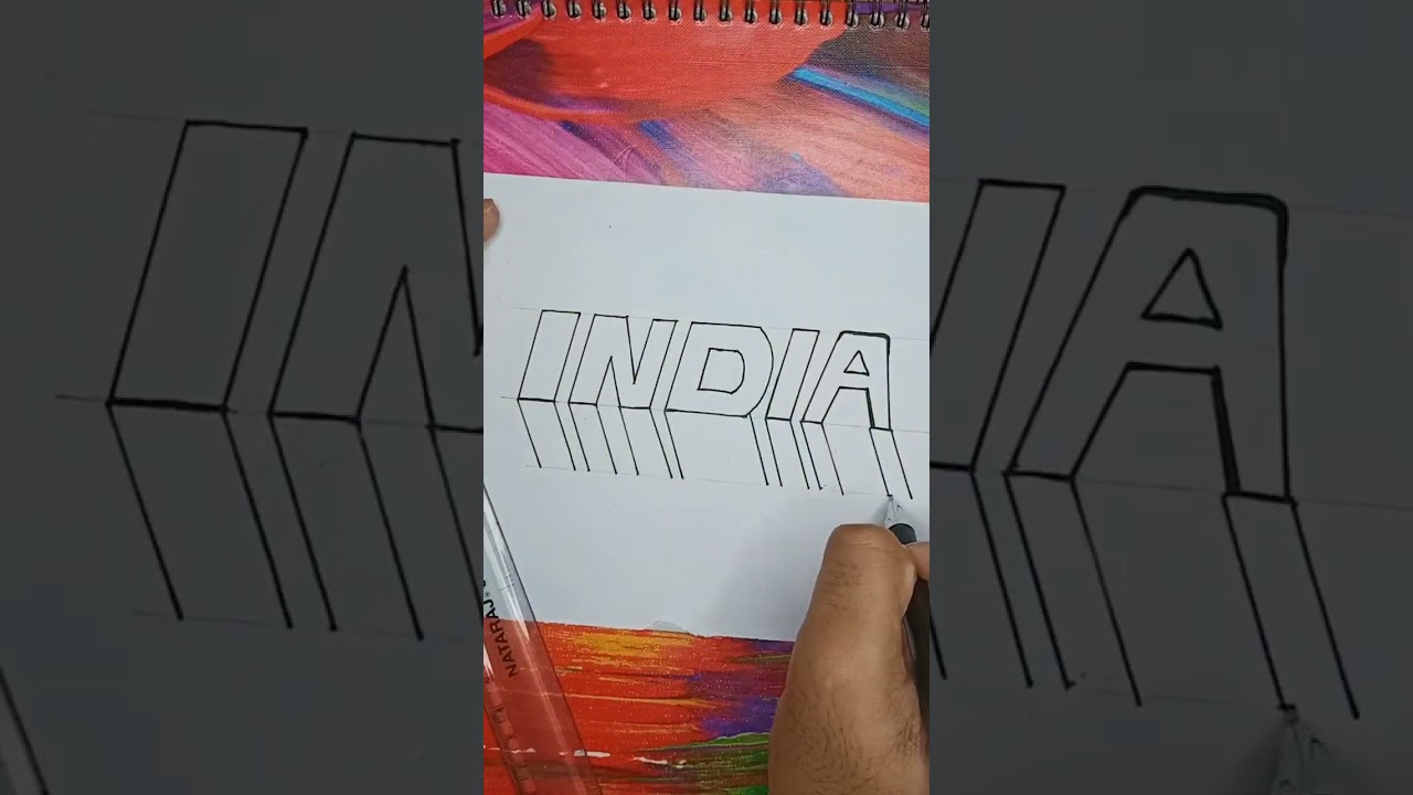 How to write India in 3D |3D letter Drawing #shorts
