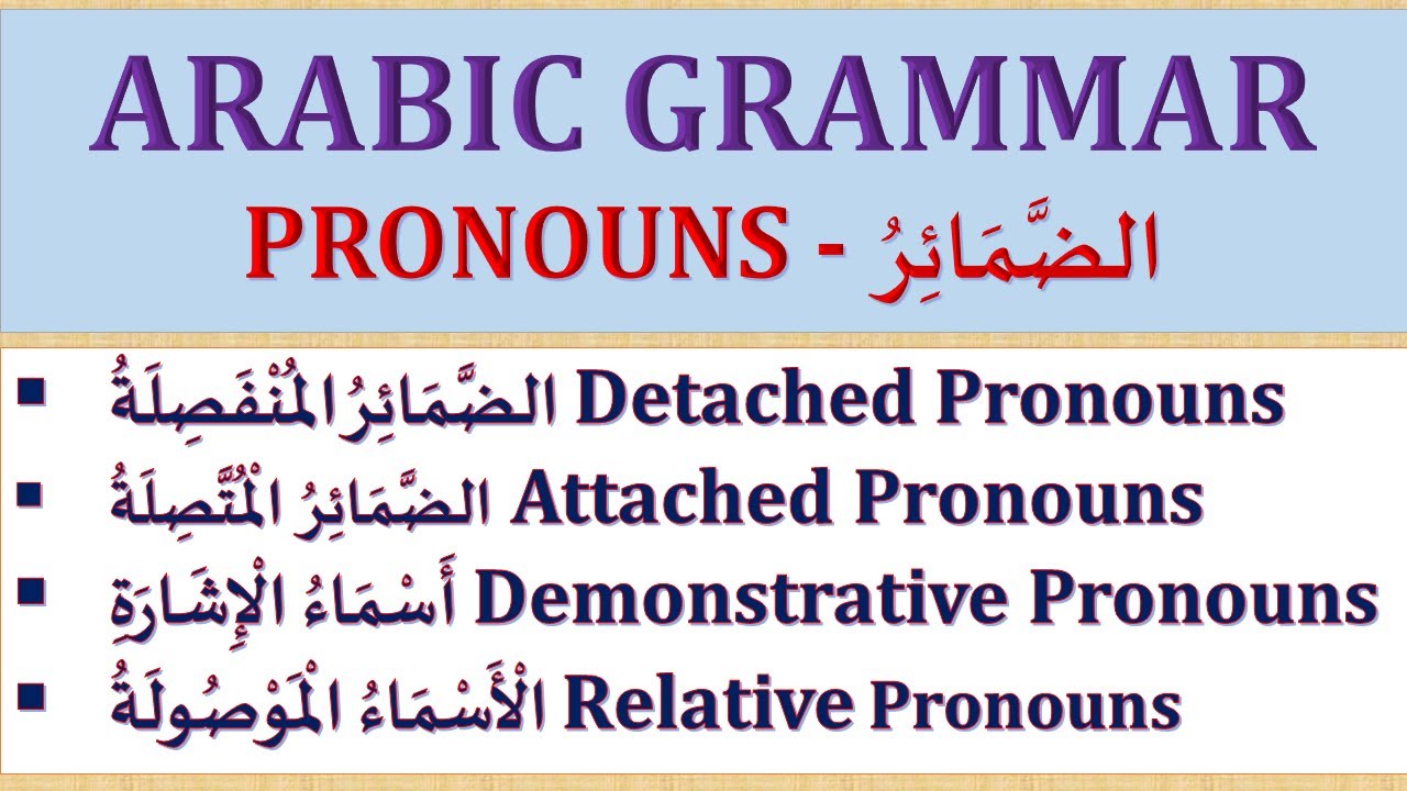 PERSONAL, ATTACHED, DEMONSTRATIVE AND RELATIVE PRONOUNS IN ARABIC. ARABIC GRAMMAR (LESSON 8-11)
