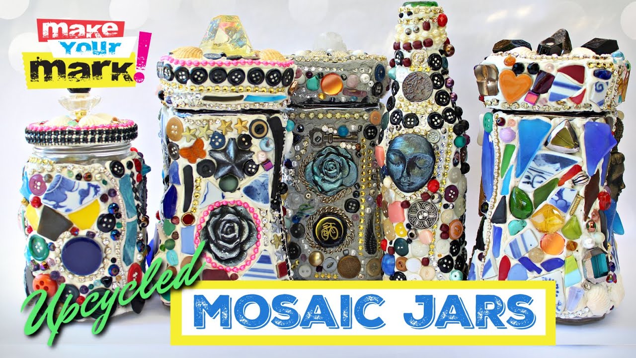 HOW to Make Mosaics - Mosaic Jars - Upcycled DIY