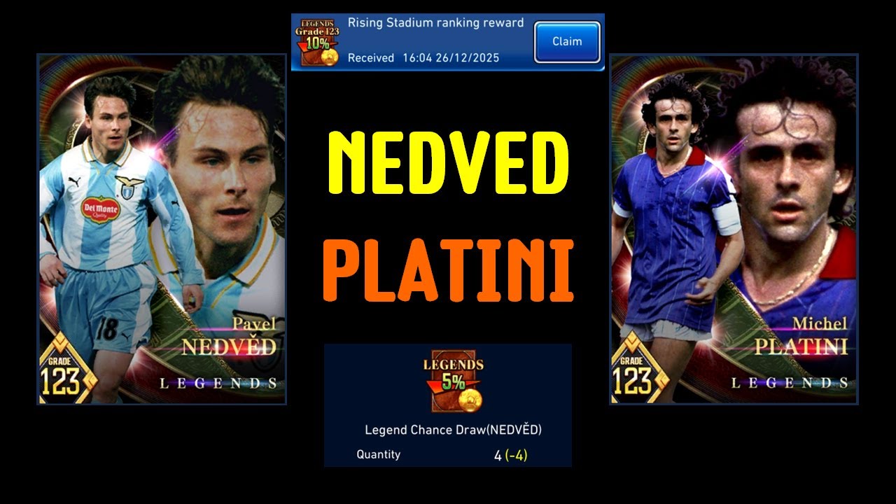 EFCS【eFootball™ ウイコレ CHAMPION SQUADS】PAVEL NEDVED + MICHEL PLATINI Legends 2025 5% 10% 30% : EP026