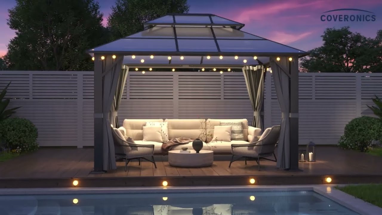 Polycarbonate Hardtop Double Roof Gazebo Installation Video