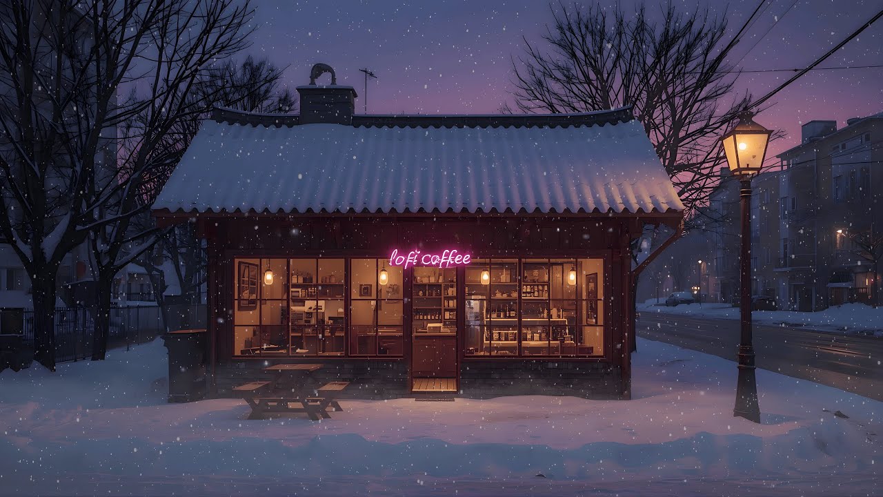Snowy Winter Lofi ☕ Cozy Coffee Shop Beats to Relax & Study