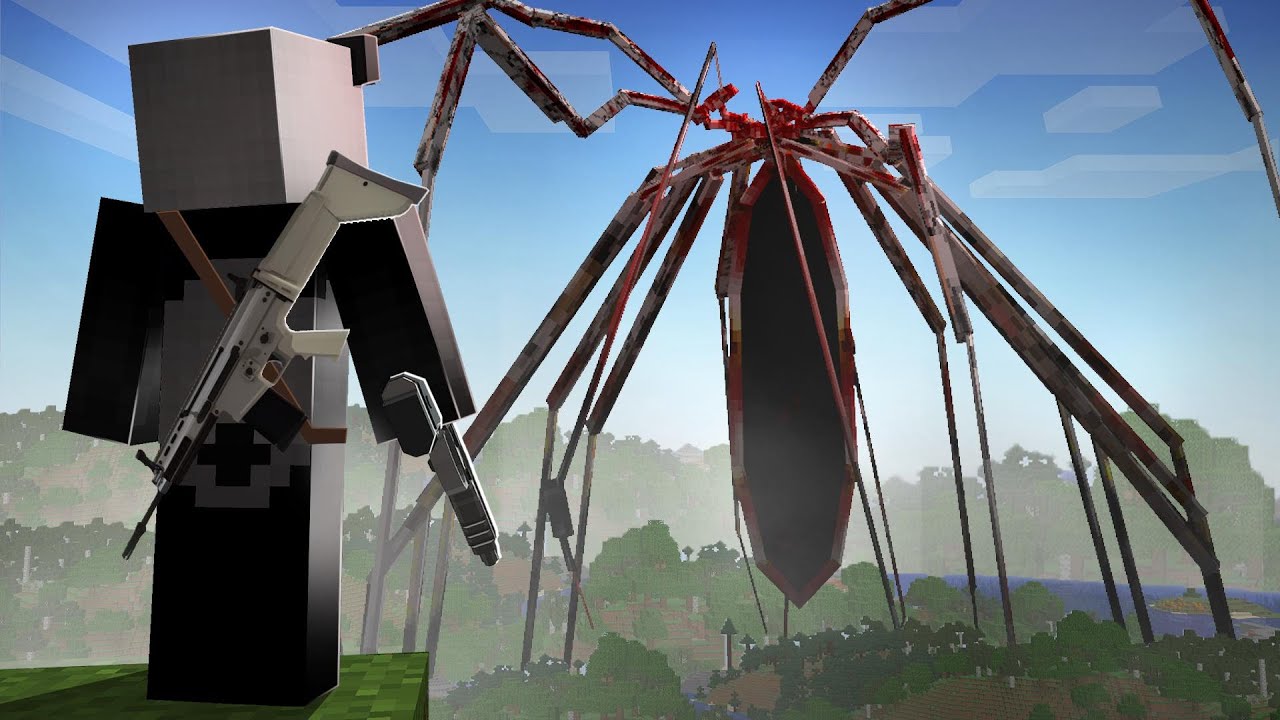 ENFRENTE a ARAÑAS con EQUIPAMIENTO MILITAR en Minecraft