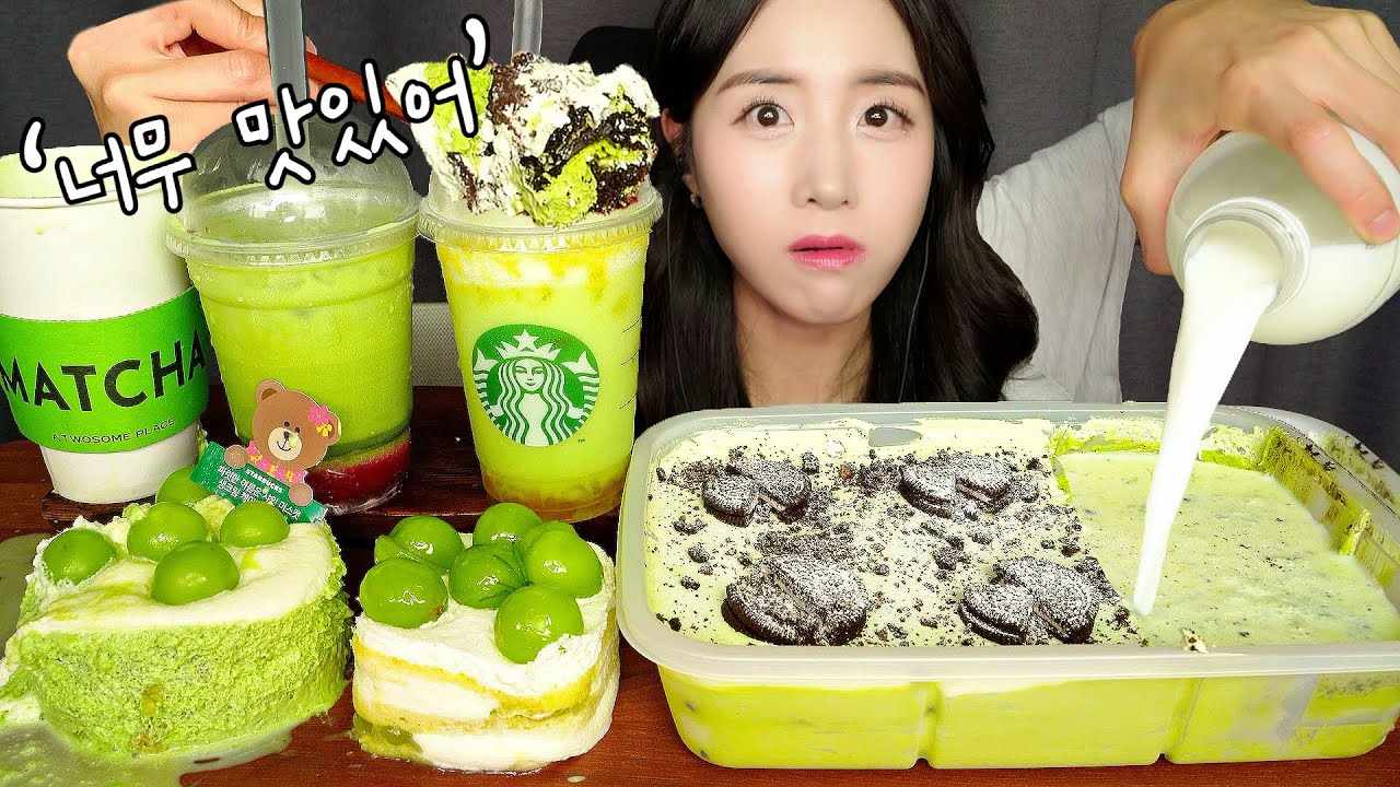 Я ПОЛИЛ МОЛОКО НА МАТЧА ТОРТ?!💚 STARBUCKS НОВЫЙ ДЕСЕРТ ASMR МУКБАНГ ЗВУКИ ЕДЫ MUKBANG