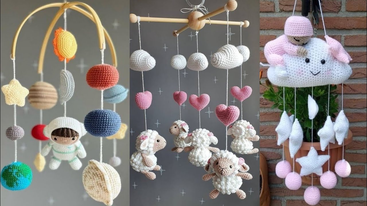 crochet baby mobile for kids and babies room decors/crochet amigurumi mobile