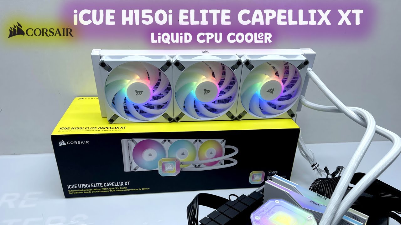 CORSAIR iCUE H150i ELITE CAPELLIX XT Liquid CPU Cooler Unbox Install Test