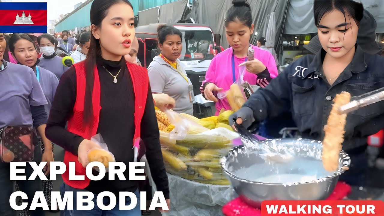 This is Everyday Life in Cambodia | Phnom Penh Street Market Walk Tour | Street Food & Real Life