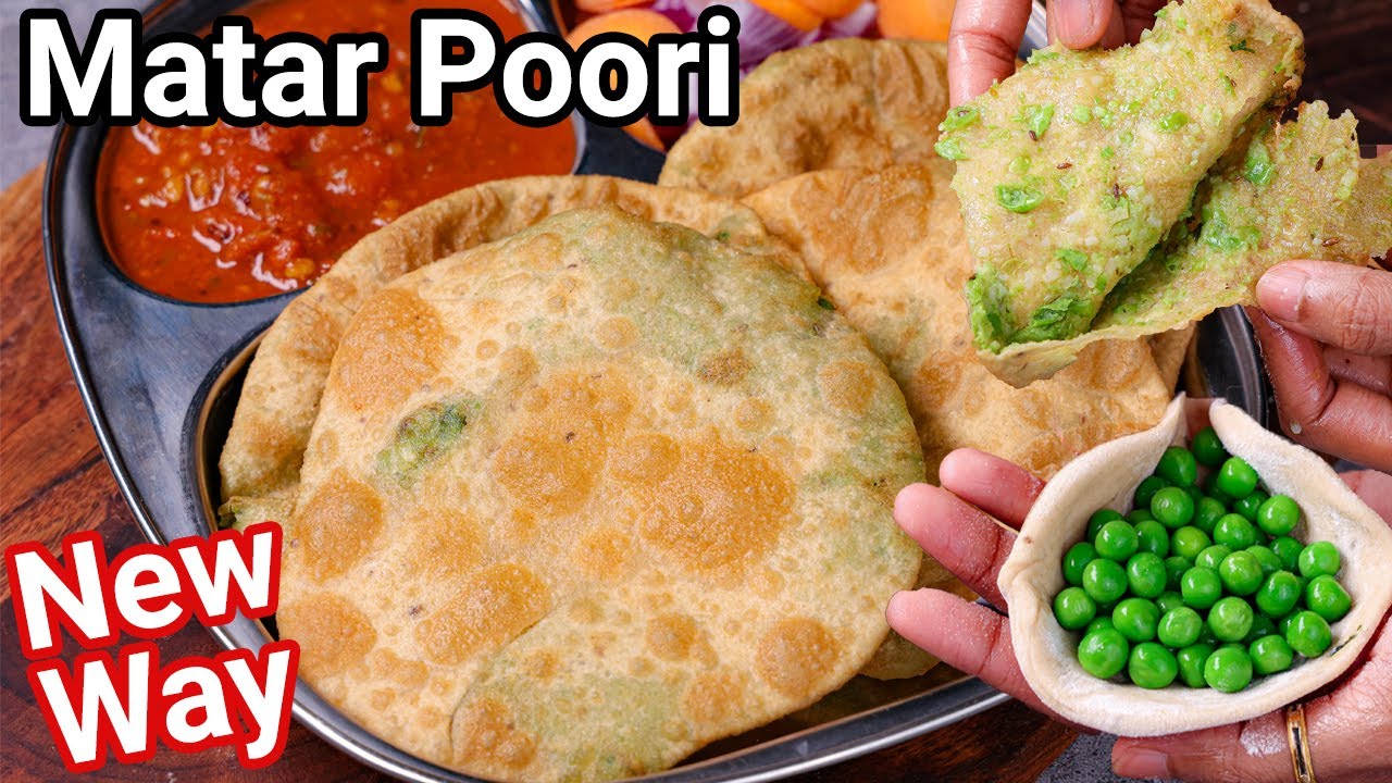 Matar Ki Masala Poori - Stuffed Green Peas Masala Puri New Way | Hare Matar Ki Poori Street Style