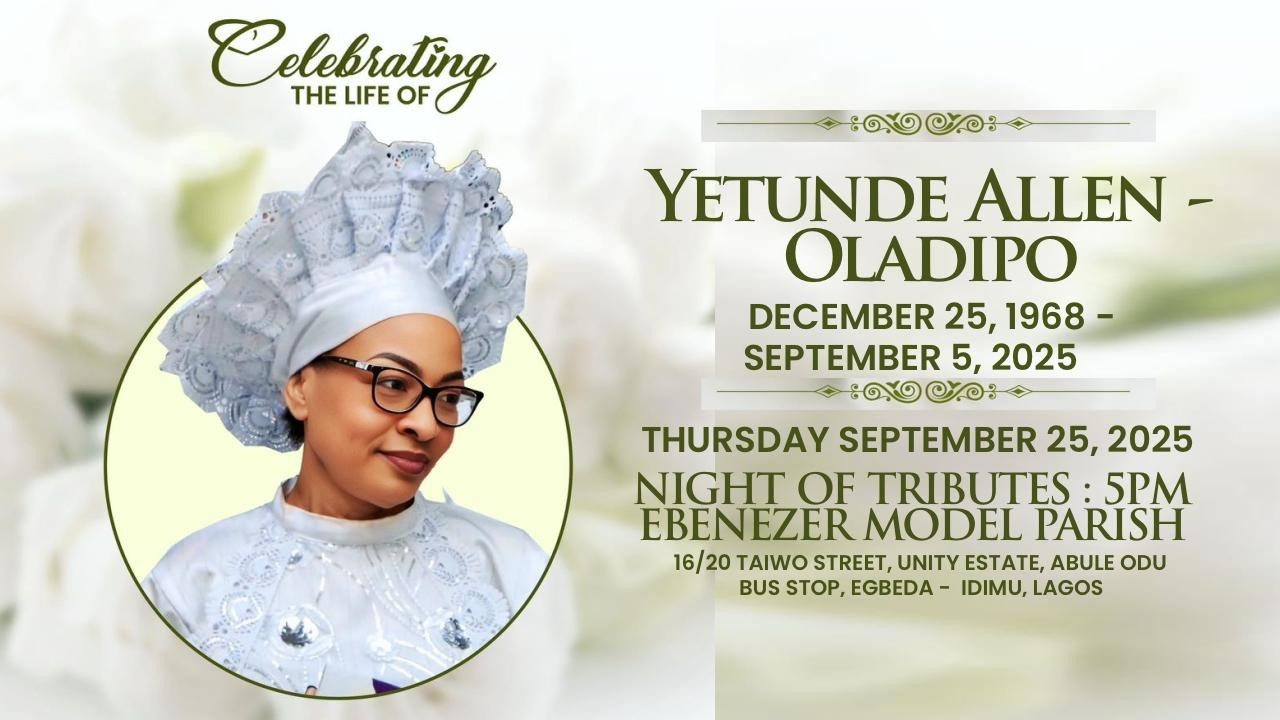 NIGHT OF TRIBUTE FOR LATE  PROF YETUNDE ALLEN OLADIPO
