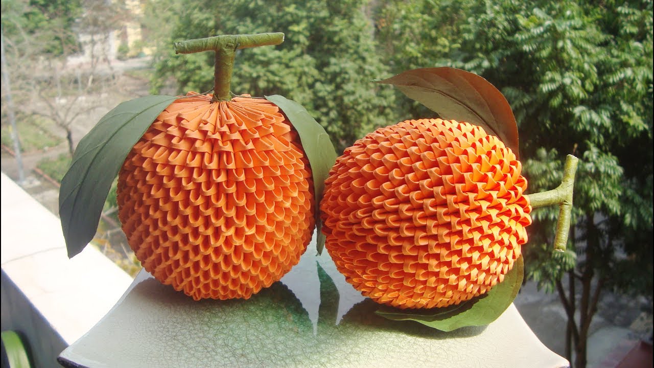 3D Origami Orange Tutorial | DIY Paper Orange Fruit Home Decoration