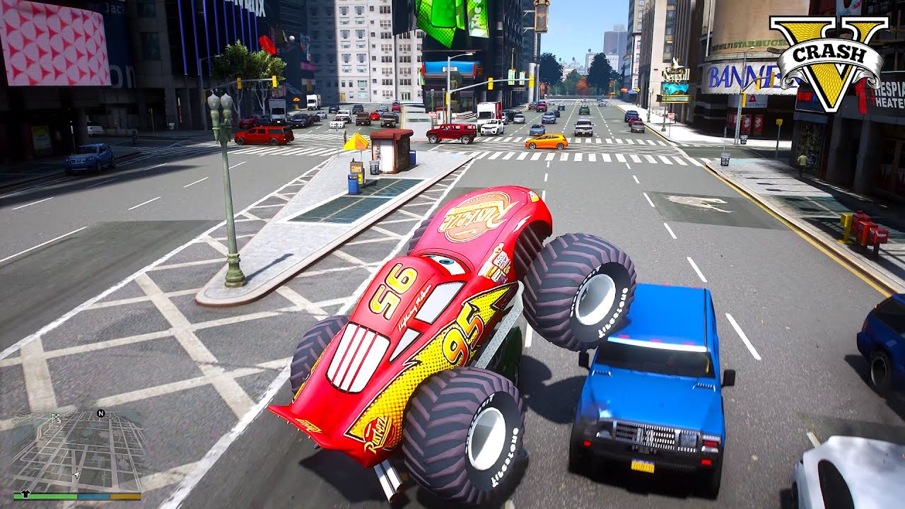 GTA 5 Real Car Crashes - Crazy Monster Lightning McQueen Crashes Ep.1
