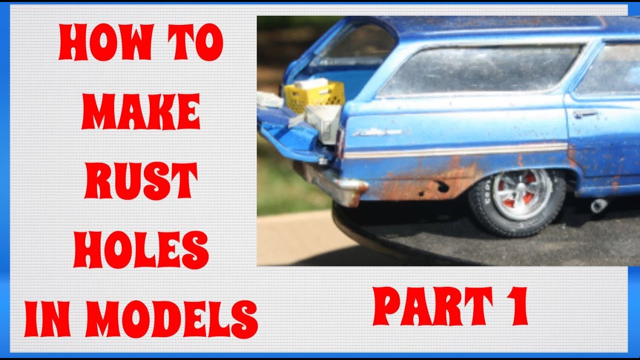 WEATHERING CREATING RUST HOLES & REMOVING MOLDED IN EXHAUST #scalemodel #modelcar  #rust #modelcars
