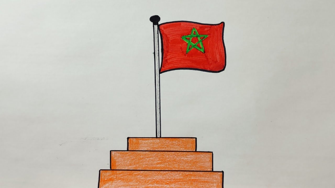 رسم سهل | رسم علم المغرب بطريقة سهلة للمبتدئين | رسم المسيرة الخضراء | رسم راية المغرب