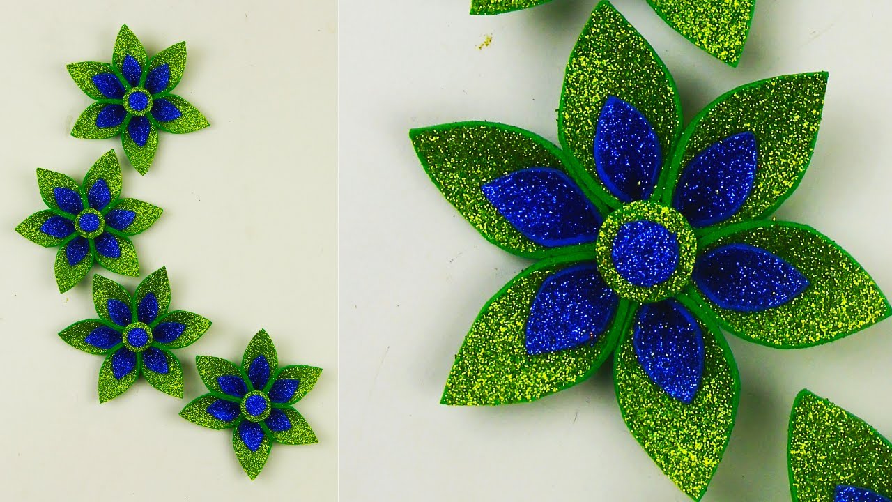 How to make flower with glitter foam sheet | Flowers making  |  DIY crafts